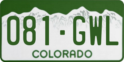 CO license plate 081GWL