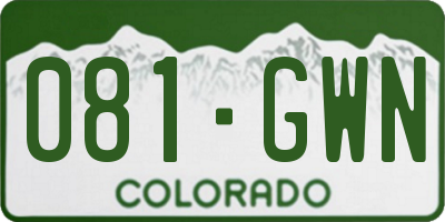 CO license plate 081GWN