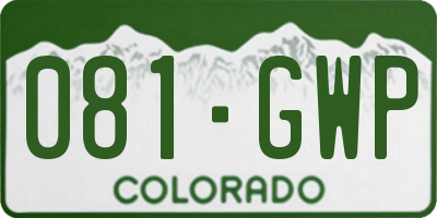 CO license plate 081GWP