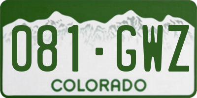 CO license plate 081GWZ