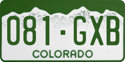 CO license plate 081GXB