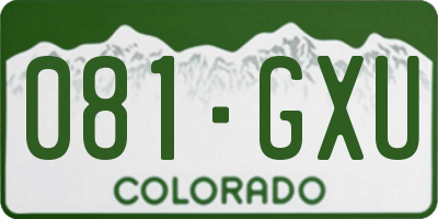 CO license plate 081GXU