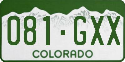 CO license plate 081GXX
