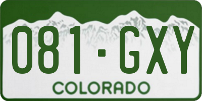 CO license plate 081GXY