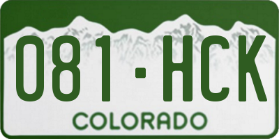 CO license plate 081HCK