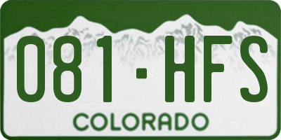 CO license plate 081HFS