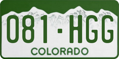 CO license plate 081HGG
