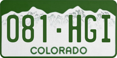 CO license plate 081HGI