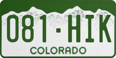 CO license plate 081HIK