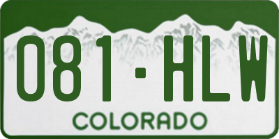 CO license plate 081HLW
