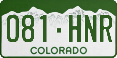 CO license plate 081HNR