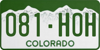 CO license plate 081HOH