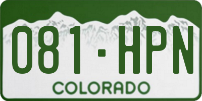CO license plate 081HPN