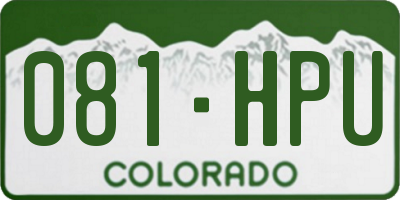 CO license plate 081HPU