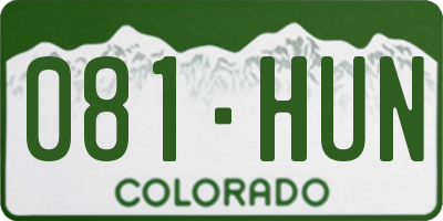 CO license plate 081HUN