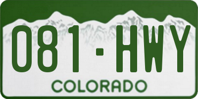 CO license plate 081HWY