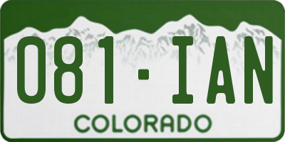 CO license plate 081IAN