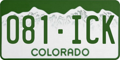 CO license plate 081ICK