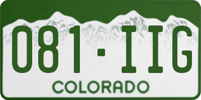 CO license plate 081IIG