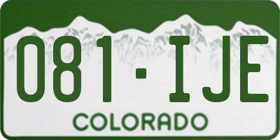 CO license plate 081IJE
