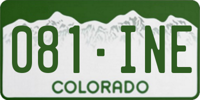 CO license plate 081INE