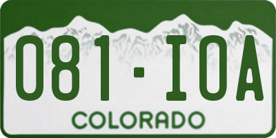 CO license plate 081IOA