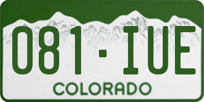 CO license plate 081IUE