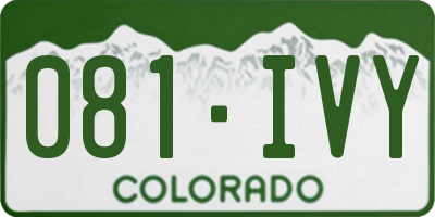 CO license plate 081IVY