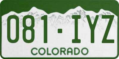 CO license plate 081IYZ