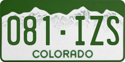 CO license plate 081IZS