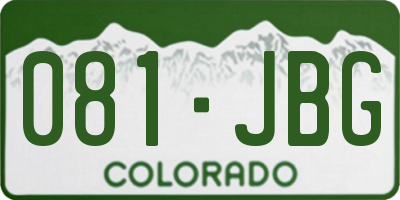 CO license plate 081JBG