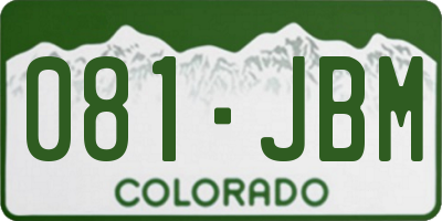 CO license plate 081JBM