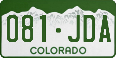 CO license plate 081JDA