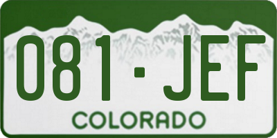 CO license plate 081JEF