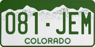 CO license plate 081JEM