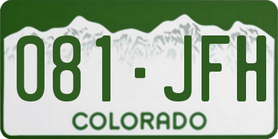 CO license plate 081JFH