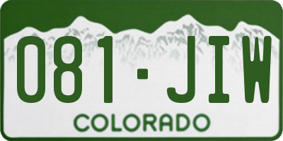 CO license plate 081JIW