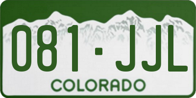 CO license plate 081JJL