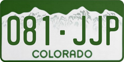CO license plate 081JJP