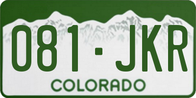 CO license plate 081JKR