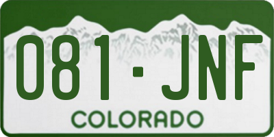 CO license plate 081JNF