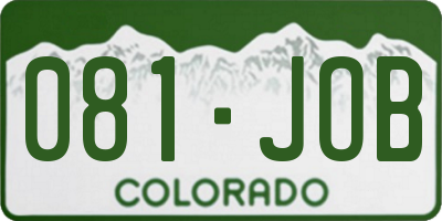 CO license plate 081JOB