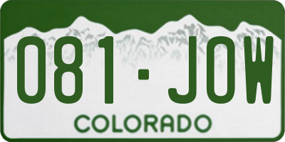 CO license plate 081JOW