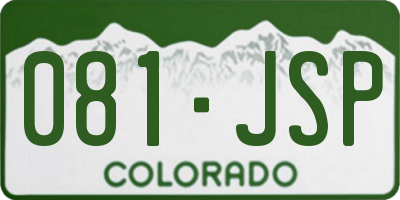 CO license plate 081JSP