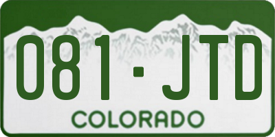 CO license plate 081JTD
