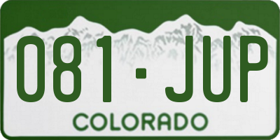 CO license plate 081JUP