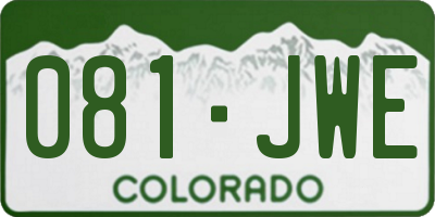 CO license plate 081JWE