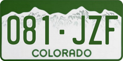 CO license plate 081JZF