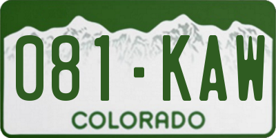 CO license plate 081KAW