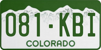 CO license plate 081KBI